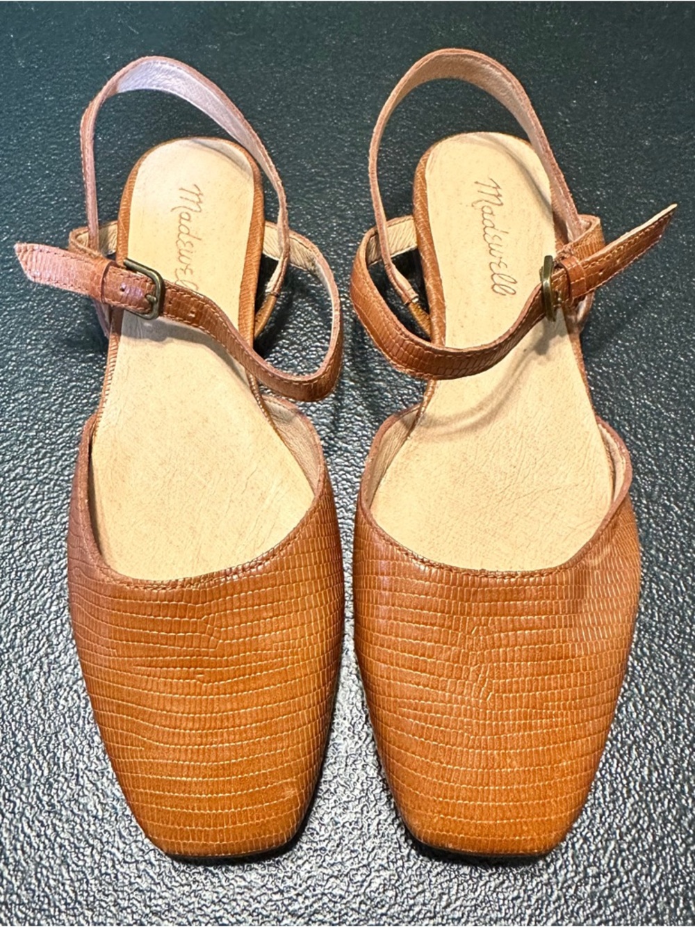 The Jeanne Slingback Flat in Lizard Embossed Leather Warm Nutmeg size 7 - Picture 3 of 7